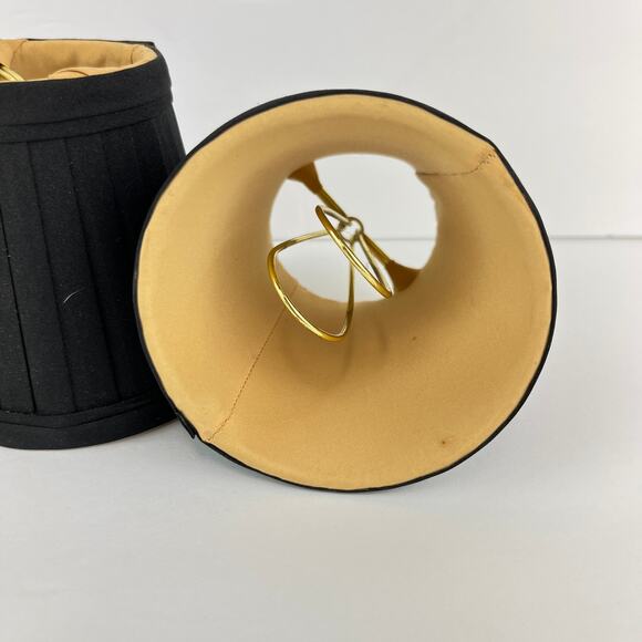 Set of Pleated Lined Chandelier Clip On Mini Shades Black & Gold - Picture 2 of 5